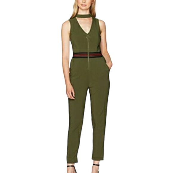 XOXO Zip Front Green Choker Jumpsuit Slim Sleeveless V-Neck Club Cocktail XXL - Picture 1 of 12